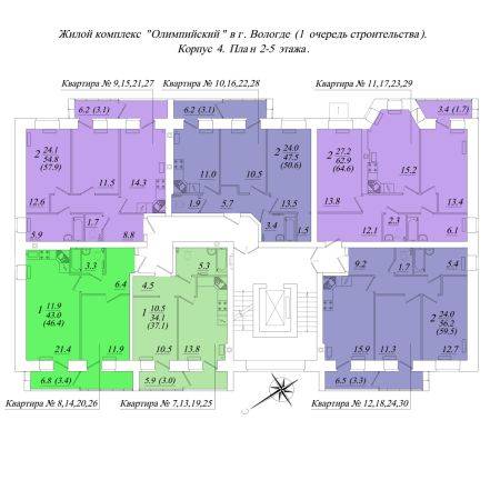 Plans ЖК «Осановские зори», корпус 1, 2, 3, 4