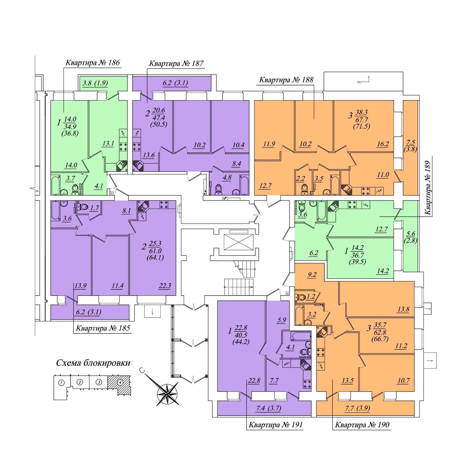 Plans ЖК «Осановские зори», корпус 1, 2, 3, 4
