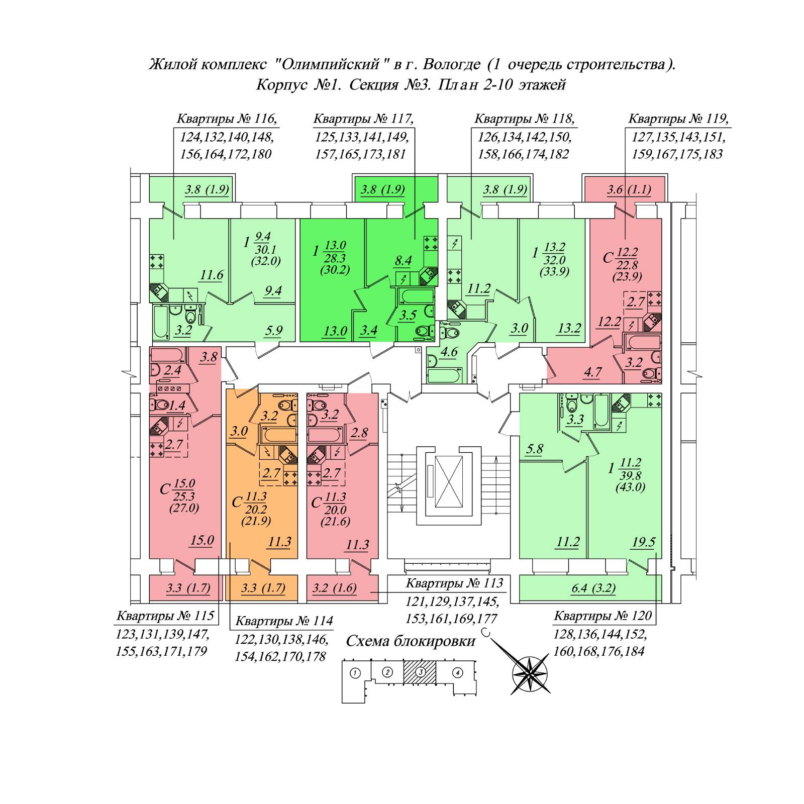 Plans ЖК «Осановские зори», корпус 1, 2, 3, 4