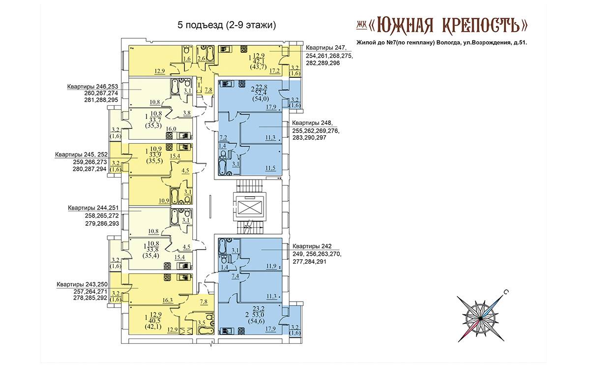 Plans ЖК «Южная крепость», дом №7